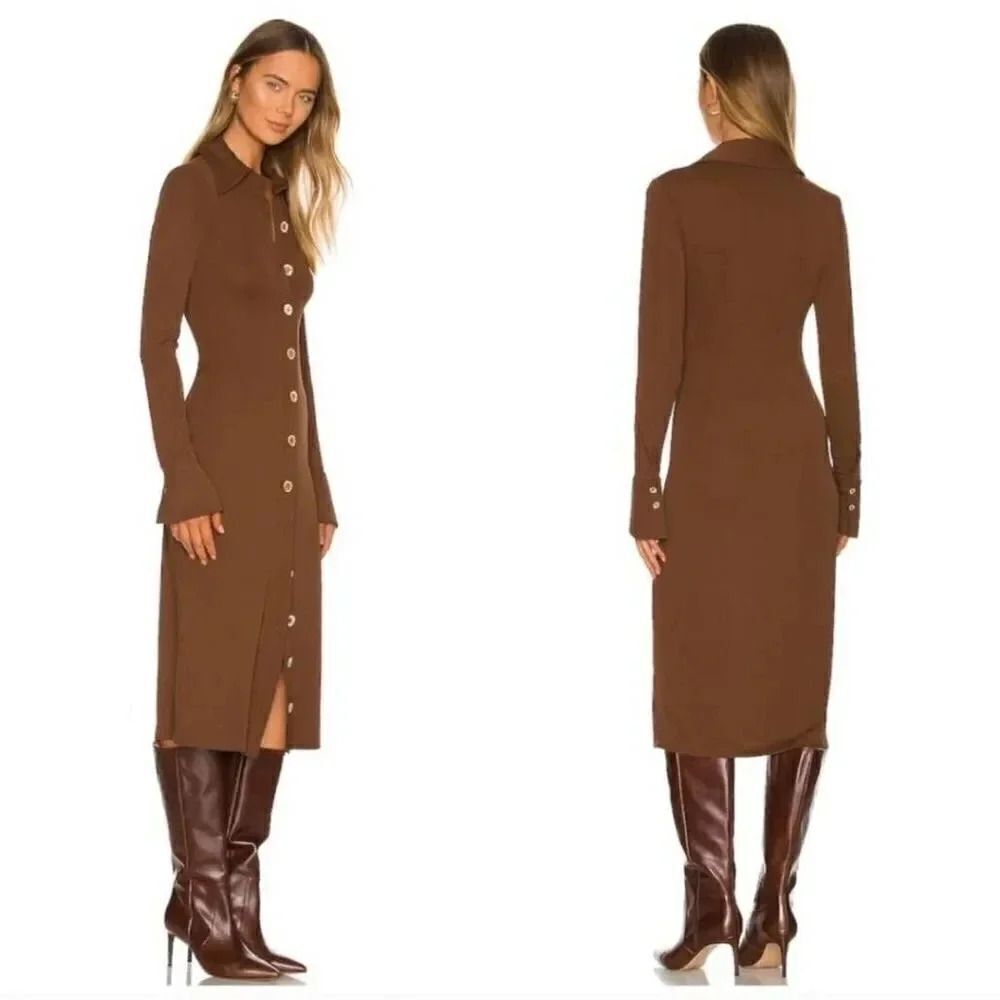 Song of style alice midi dress in chocolate brown Large NWT - Picture 3 of 12